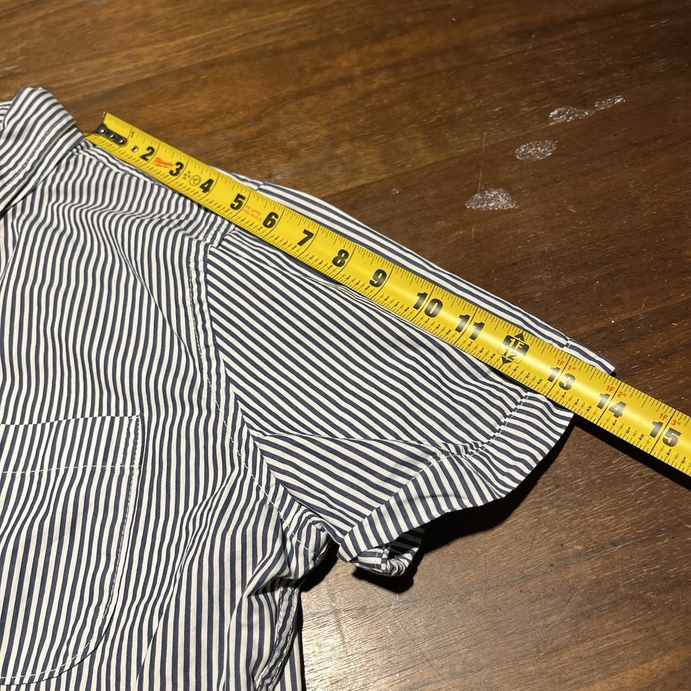 Abercrombie & Fitch Oxford Button Down Shirt Mens S Muscle White Blue Striped - Picture 8 of 11